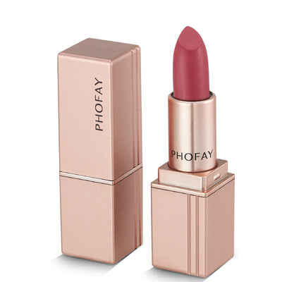 PHOFAY Matte Lipstick in rose pink with long-lasting, waterproof formula and sleek rose gold packaging