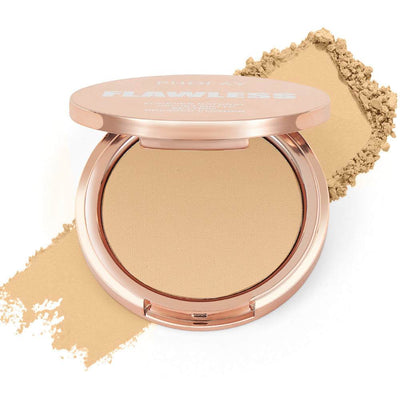 PHOFAY Matte Setting Pressed Powder compact with a beige matte finish powder and crushed powder background
