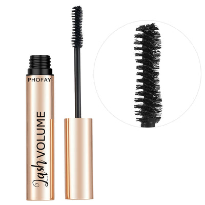 PHOFAY volumizing mascara with lash brush and black bristles for curling and lengthening lashes